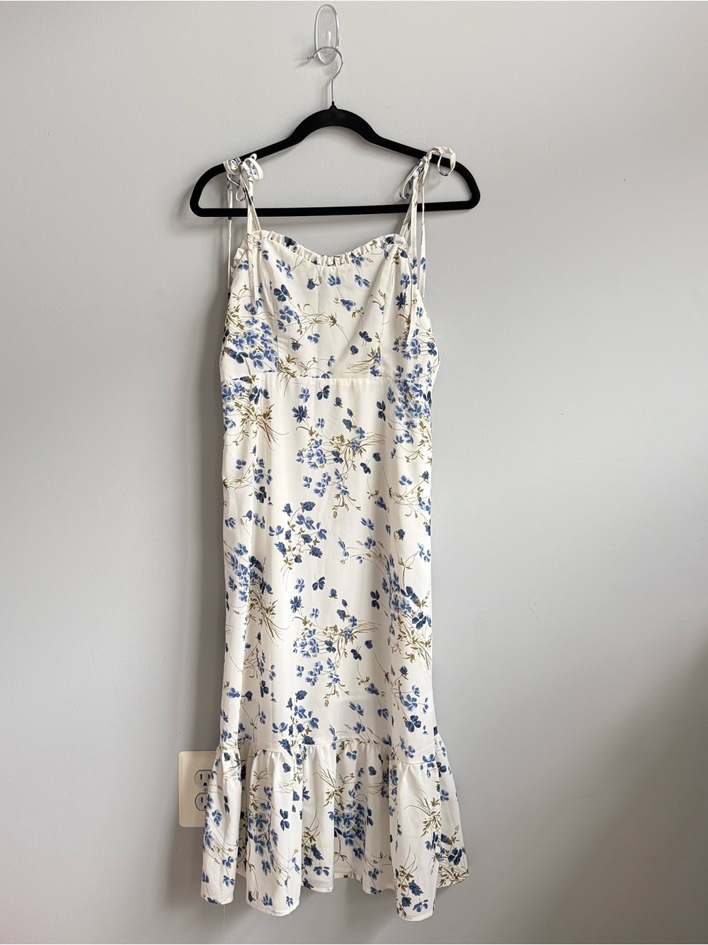 RIHOAS Cream Midi Dress with Blue Floral Print
